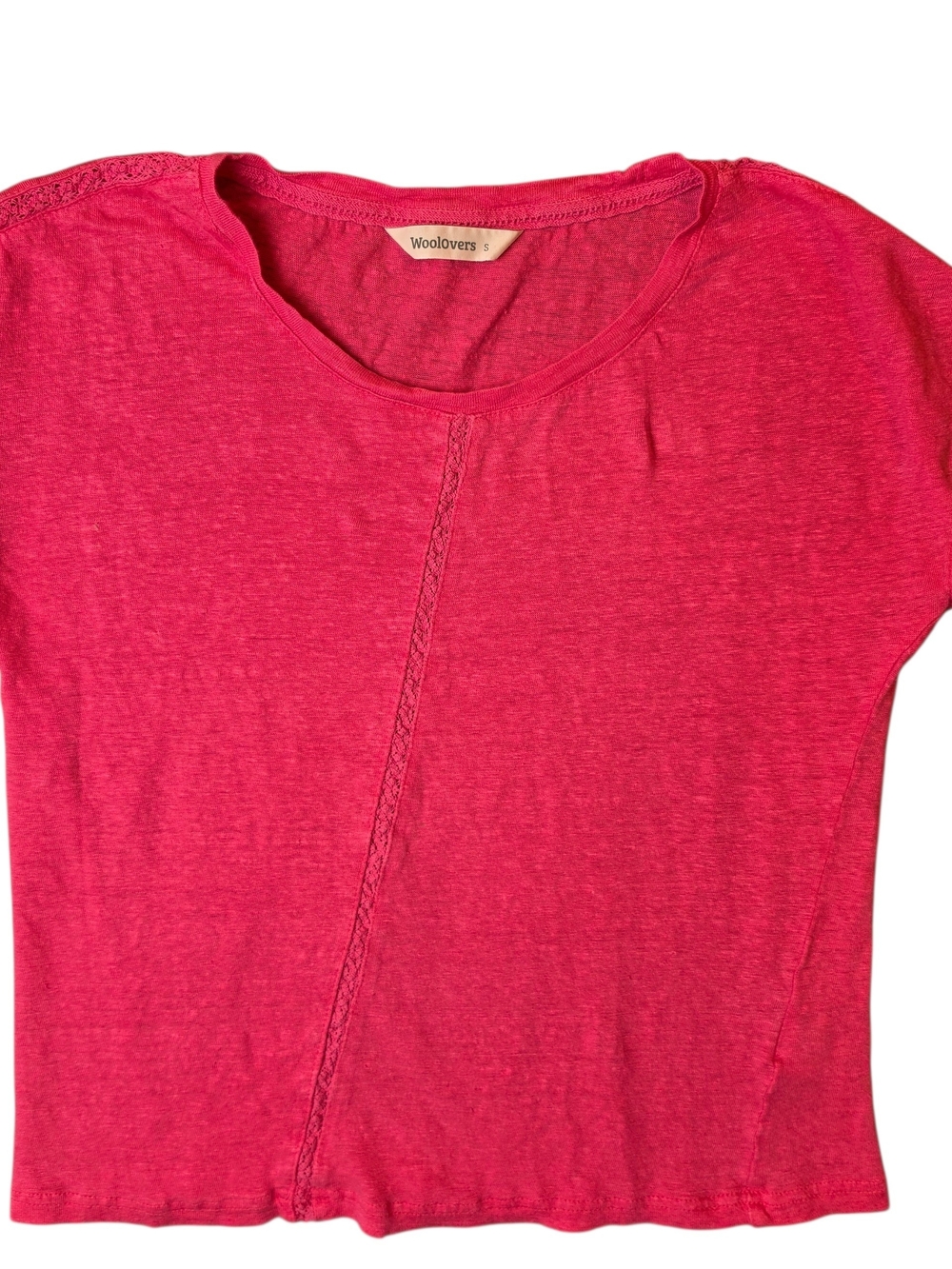 WoolOvers Shirt Womans Small Pink Linen Fairy Hippie Bohemian Classic Neutral